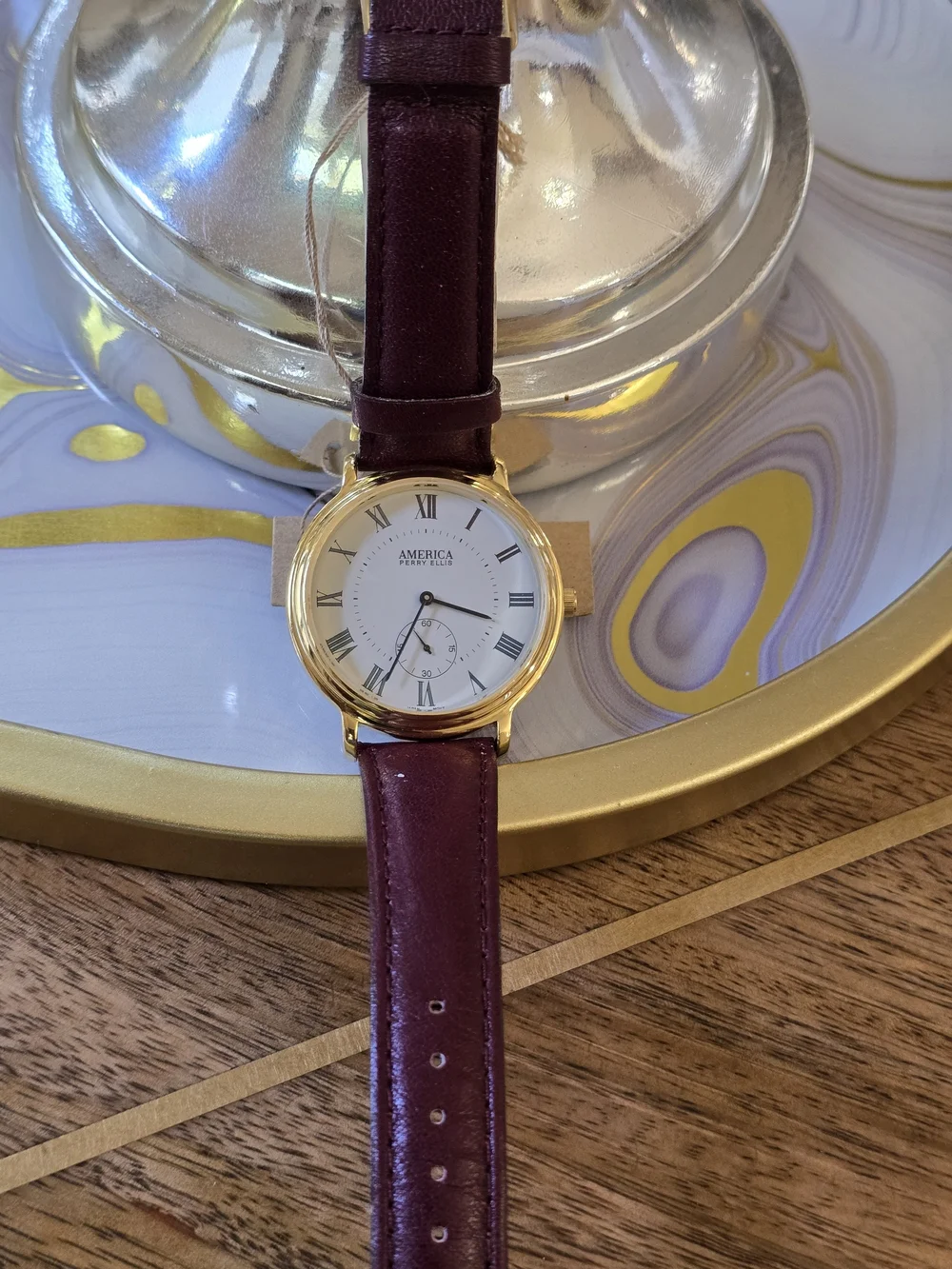Timex White Dial Brown Leather Strap Day-Date Watch